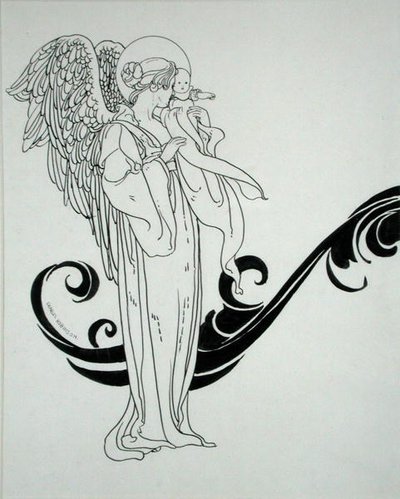 Ängel och barn, illustration från "Andersen
