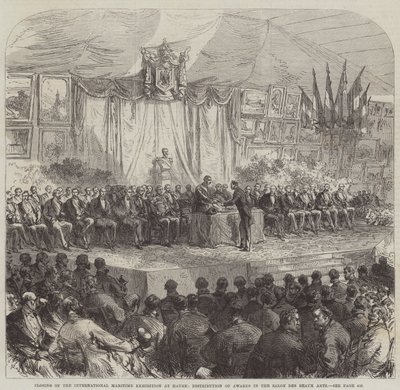 Stängning av den internationella sjöfartsutställningen i Havre, utdelning av priser i Salon des Beaux Arts av Sir John Charles Robinson