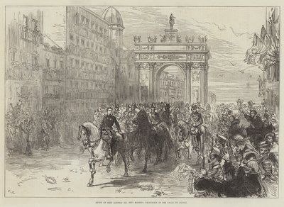 Kung Alfons XII:s intåg i Madrid, procession i Calle de Alcala av Sir John Charles Robinson