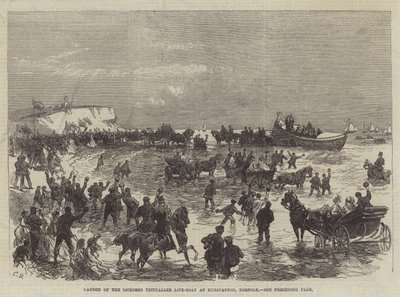 Lansering av den licensierade Victualler-livbåten i Hunstanton, Norfolk av Sir John Charles Robinson