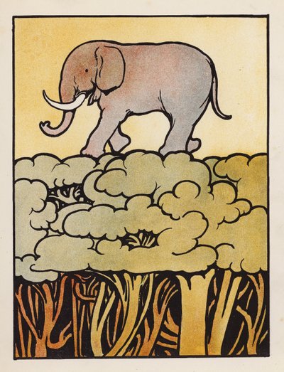 Nonsens: Elefanten korsar skogen (färglitografi) av Charles Robinson