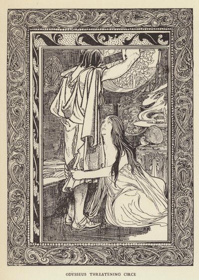 Odysseus hotar Circe av Sir John Charles Robinson