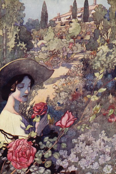 Vår sentimentala trädgård: Sommar (färg litho) av Charles Robinson