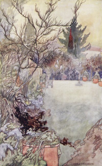Our Sentimental Garden: The Holly Tree (färg litho) av Charles Robinson