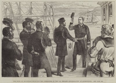 Hertigen av Edinburgh tar emot befälhavaren för den amerikanska fregattkonstellationen i Queenstown av Sir John Charles Robinson