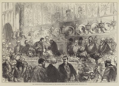 Den internationella kommunala banketten på Mansion House, Lord Mayor passerar Loving Cup av Sir John Charles Robinson