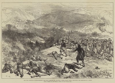 Kriget, slaget vid Kniejesevacz, första brigaden av infanteri, under Hafiz Pasha, attackerar Servians i en skog av Sir John Charles Robinson