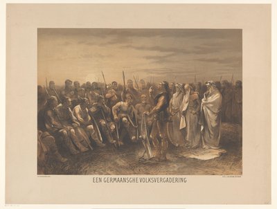 germanska församlingen En germansk folkförsamling (titel på objekt) Serie med tjugofyra patriotiska historieplattor, för skola och hem (serietitel) av Charles Rochussen