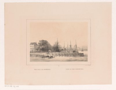 Utsikt över Boompjes i Rotterdam Vue sur le Boompjes / View on the Boompjes (titel på objekt) Vues et monuments de la ville de Rotterdam / Utsikter och monument över staden Rotterdam (serietitel) av Charles Rochussen