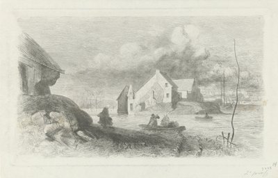 Översvämning vid Lith Flood Disaster 1855 (serietitel) av Charles Rochussen