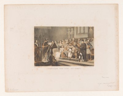 Präst läser för Karl den Store Läsning för Karel den Groote (titel på objekt) av Charles Rochussen