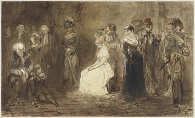 Prinsessan Elisabeth av Frankrike i fängelse den 10 maj 1794 av Charles Rochussen