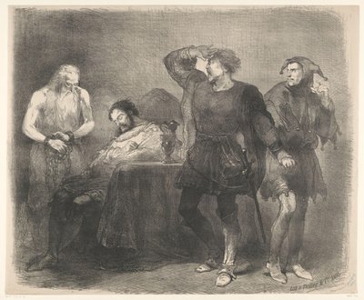 Scen från scendramat The Ghost Tillkännagivanden av baletter och pjäser framförda i Amsterdam City Theatre (serietitel) av Charles Rochussen