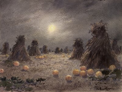 Autumn Harvest by Moonlight (wc på papper) av Charles Russell Loomis