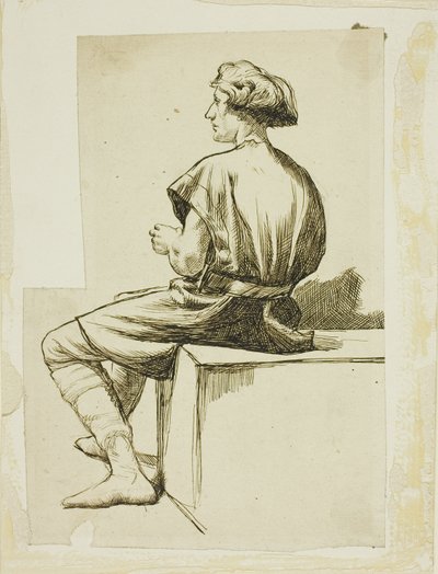 Sittande man i tunika av Charles Samuel Keene