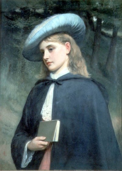 Flicka som håller en bok av Charles Sillem Lidderdale
