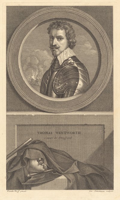 Thomas Wentworth, Earl of Strafford av Charles Simonneau after Adriaen van der Werff after Sir Anthony van Dyck