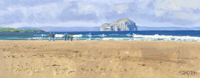 Bass Rock, Belhaven, 2015 (olja på duk) av Charles Simpson