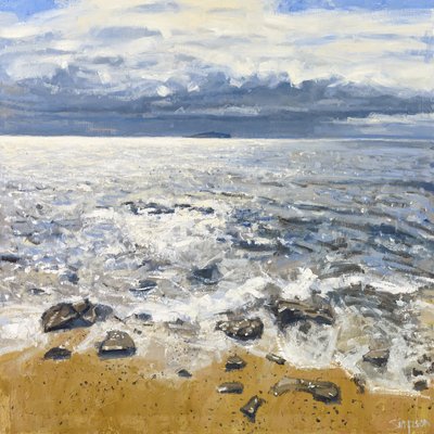 Crail Shore, 2015 (olja på duk) av Charles Simpson