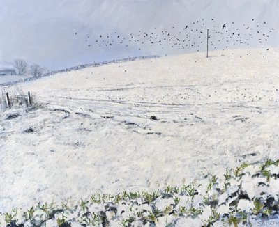 Winter Crows, 2012 (olja på duk) av Charles Simpson
