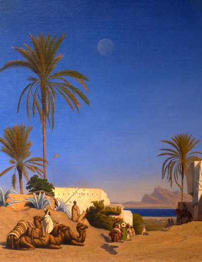 Algeriskt landskap (detalj) av Charles Theodore (1814-88) Frere