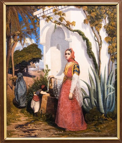 Orientalisk kvinna vid fontänen av Charles Theodore (1814-88) Frere