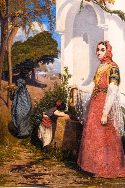 Orientalisk kvinna vid fontänen av Charles Theodore (1814-88) Frere