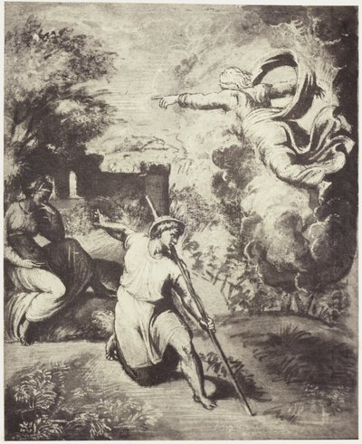 Fotoreproduktion av en teckning av Raphael, utvisning av Adam och Eva från paradiset av Charles Thurston Thompson