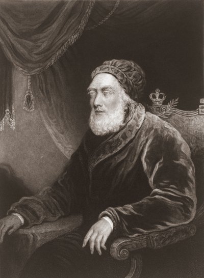 Kung Georg III i ålderdom. Porträtt. (skriva ut) av Charles Turner