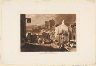 Morpeth, Northumberland, från Liber Studiorum, 1809 av Charles Turner