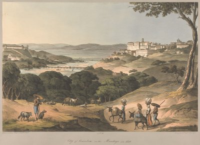 Nr 3  Staden Coimbra vid floden Mondego år 1810 av Charles Turner