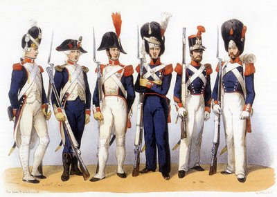 Franska arméns uniformer, nationalgardet (infanteri) 1700-1800-talet, gravyr av Charles Vernier (1831-1887) av Charles Vernier