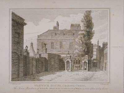 View of Warwick House, graverad av Samuel Rawle (1771-1860) och publicerad av John Booth (1794-1855) 1818 av Charles Warren