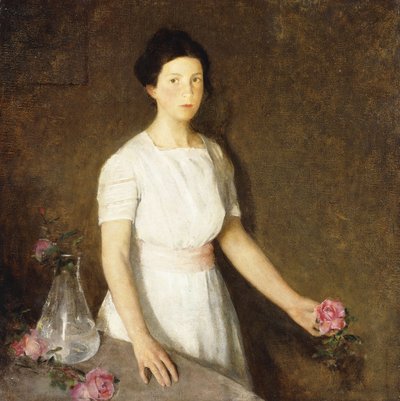 Flicka med röd ros av Charles Webster Hawthorne