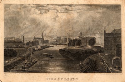 Vy över Leeds, graverad av J. Cousen, före 1827 (gravyr) av Charles West (after) Cope