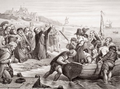 Pilgrimsfädernas avgång från Delft Haven i juli 1620, från 