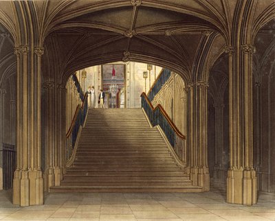 En trappa, Windsor Castle, från "Royal Residences", graverad av W. J. Bennett, pub. av William Henry Pyne (1769-1843), 1818 (akvatint) av Charles Wild