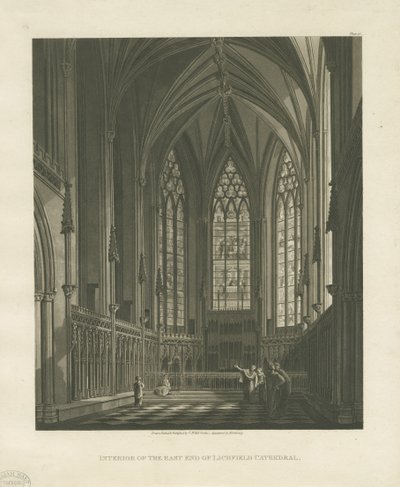 Interiör av Lichfield Cathedral - Lady Chapel: akvatintgravyr, nd [c 1813] (tryck) av Charles Wild
