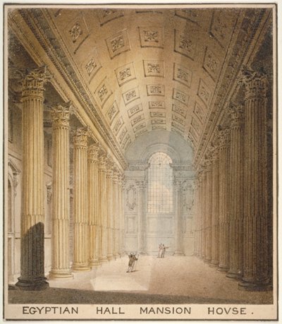 Interiörvy av Egyptian Hall, Mansion House, City of London, 1820 av Charles Wild