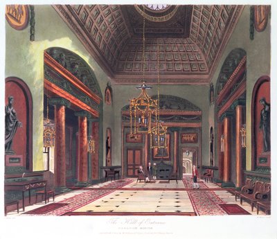 Entréhallen, Carlton House, graverad av R. Reeve, pub. 1819 av W.H.Pyne av Charles Wild