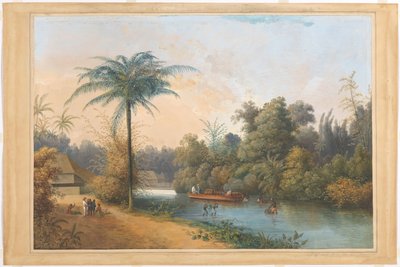 Vattenfall vid Tjiroek Betong Java av Charles William Meredith van de Velde