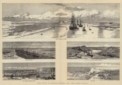 Kriget i Egypten, utsikt över Suezkanalen av Charles William Wyllie