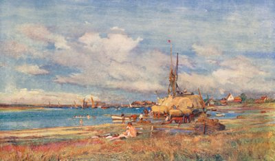 West Mersea, Mersea Island, Essex (färglitografi) av Charles William Wyllie