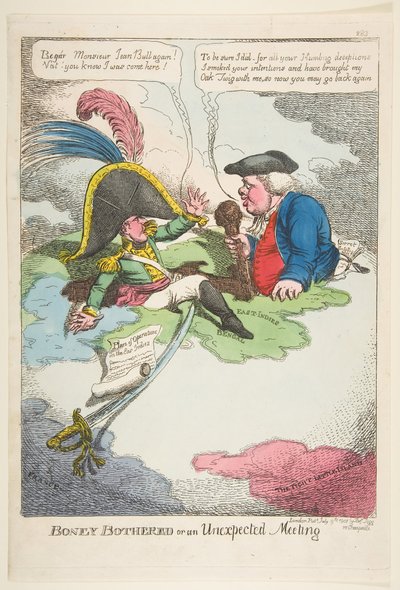 Boney störd eller ett oväntat möte, 9 juli 1808. av Charles Williams