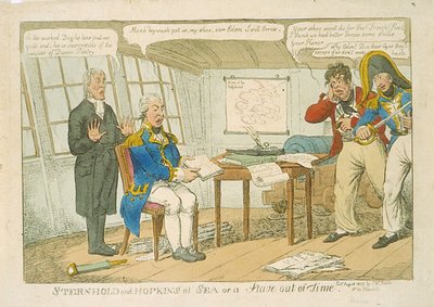Sternhold and Hopkins at Sea or a Stave out of Time, 1809 (färgetsning) av Charles Williams