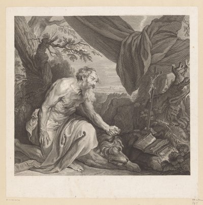Jerome med sovande lejon och krucifix av Charles de Beauvais (rejected attribution)