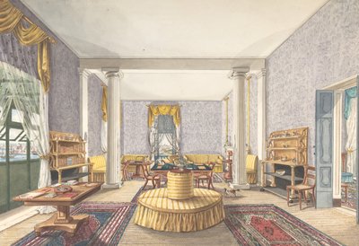 Design för interiör, ca. 1830. av Charles de Brocktorff