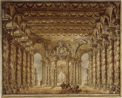 Scenografi för operan Armide av Jean-Baptiste Lully, 1760. av Charles de Wailly