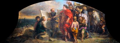 Kejsar Augustus (63 f.Kr.-14 e.Kr.) bygger hamnen i Misene (Italien) (Augustus bygger hamnen i Miseno) - Målning av Charles de La Fosse (1636-1716), olja på duk (200x350 cm) av Charles de la Fosse