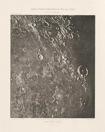 Fotografisk karta över månen, plansch XX,22 mars av Charles le Morvan
